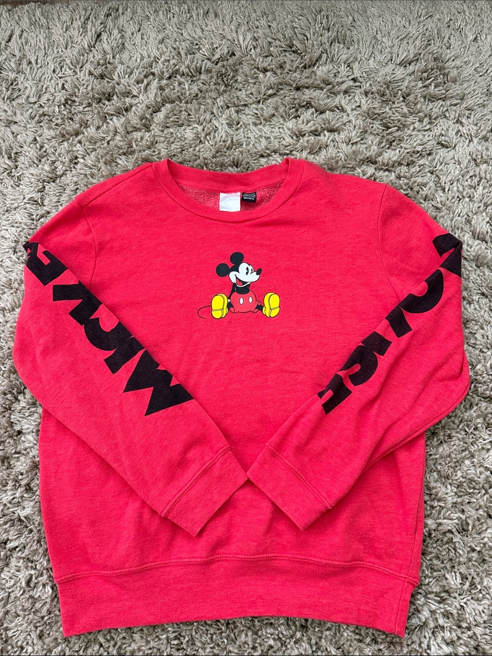 Disney Red Mickey Mouse Sleeve-Print Sweatshirt
